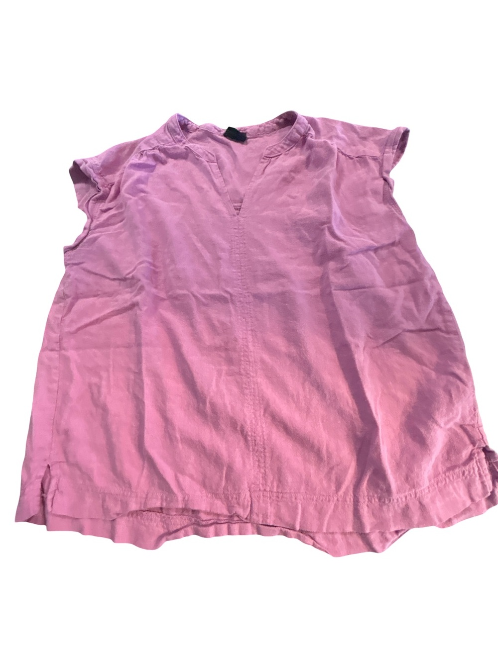 Splendid Clean Girl Linen Blend Notch V-Neck Cap Sleeve Top Blouse Pink Medium⁠
